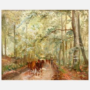 Hirten bei der Viehtrift im Wald