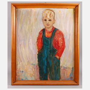 Bildnis eines blonden Knaben in Latzhose