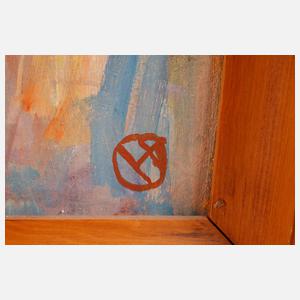 Bildnis eines blonden Knaben in Latzhose