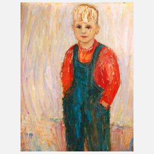 Bildnis eines blonden Knaben in Latzhose