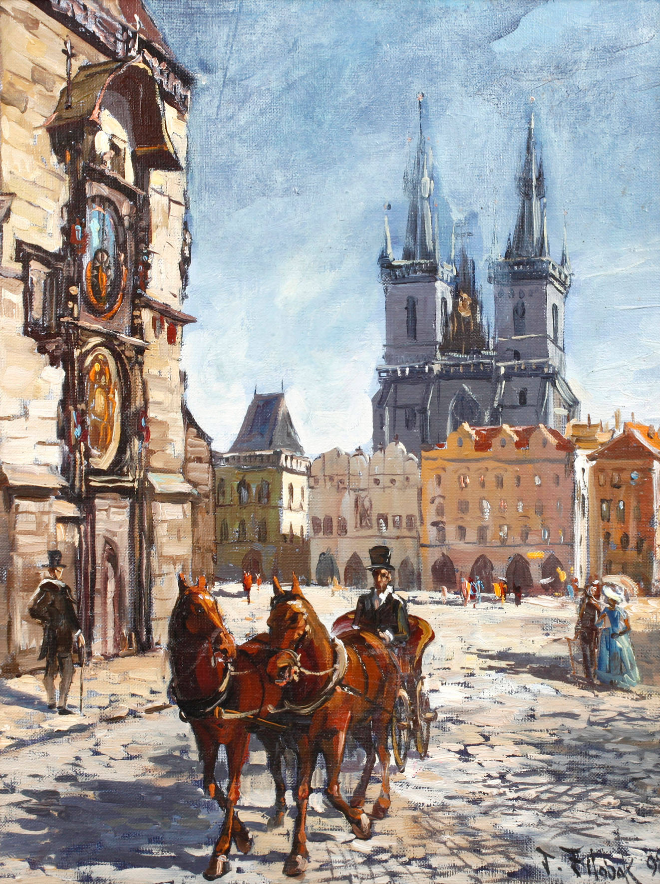 Droschke vorm Altstädter Rathaus in Prag