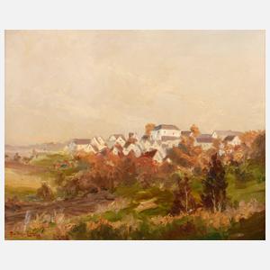 Herbstliche Stadtansicht im Münchner Umland