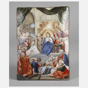 Emailbildplatte mit Pfingstdarstellung