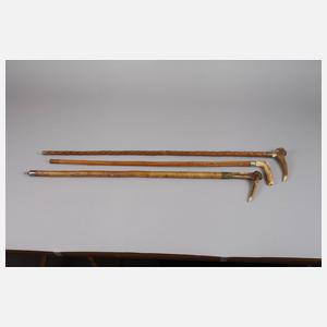 Drei jagdliche Spazierstöcke