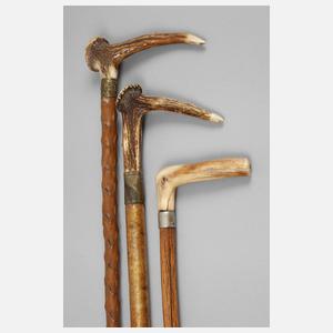 Drei jagdliche Spazierstöcke