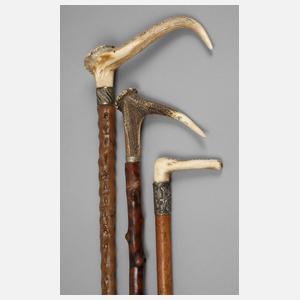 Drei jagdliche Spazierstöcke