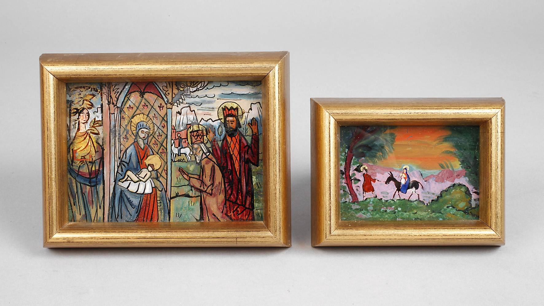 Zwei Hinterglasbildchen