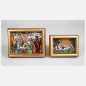 Zwei Hinterglasbildchen