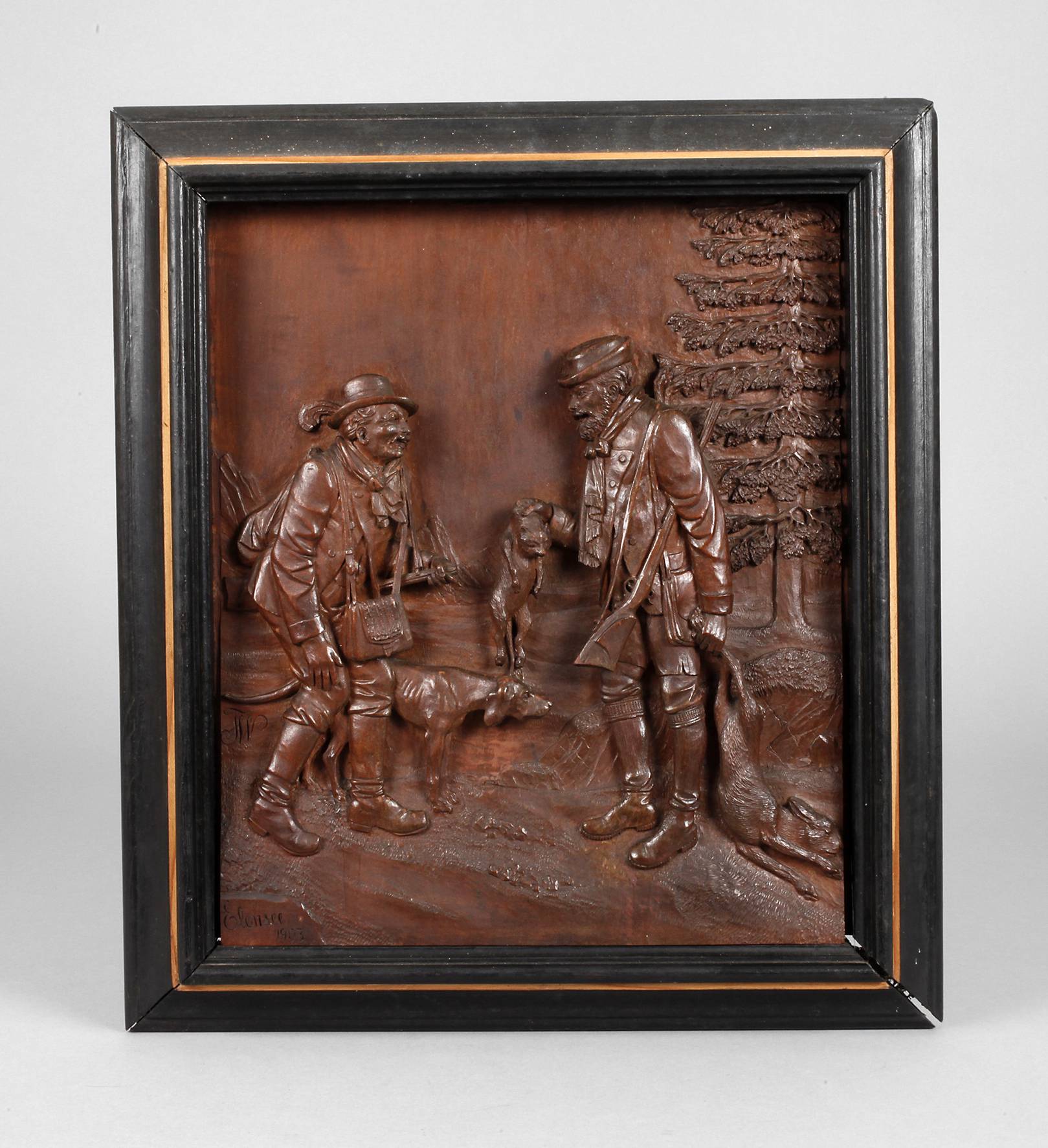 Jagdliche Reliefschnitzerei