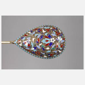 Russland fünf Besteckteile Silber und Email