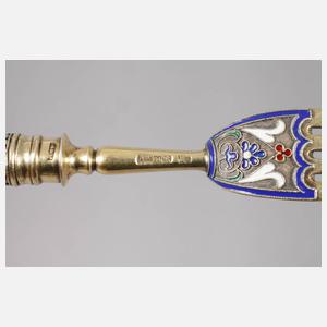 Russland fünf Besteckteile Silber und Email