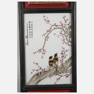 Paar gerahmte Porzellanbildplatten