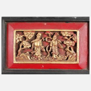 Paar gerahmte Porzellanbildplatten