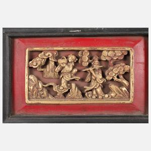 Paar gerahmte Porzellanbildplatten