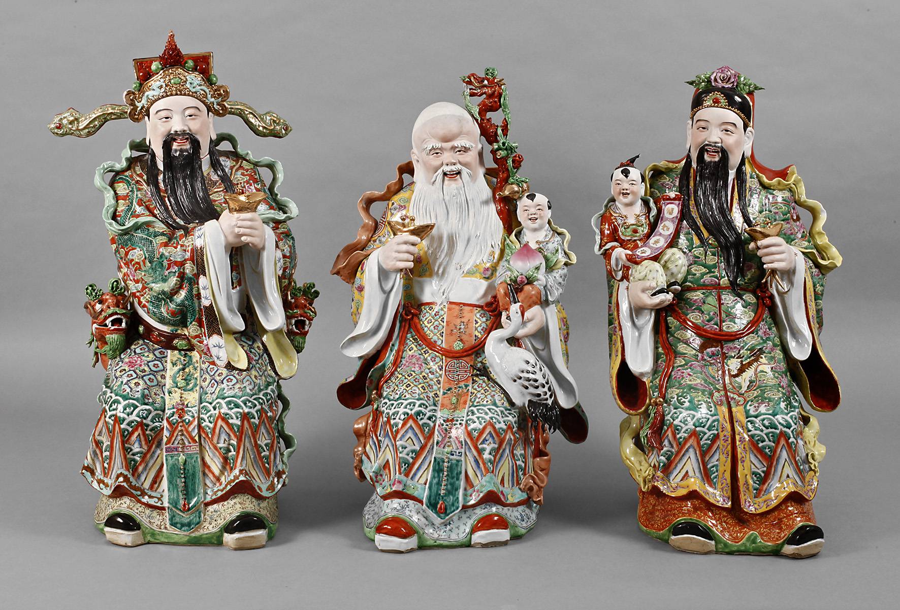 Große Porzellanfiguren Sanxing