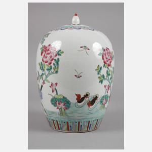 Deckelvase Famille Rose