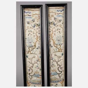 Paar Seidenstickereien