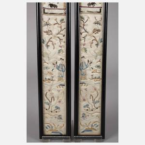 Paar Seidenstickereien