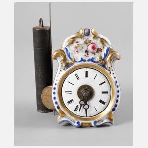 Miniatur-Porzellanschilderuhr mit Wecker