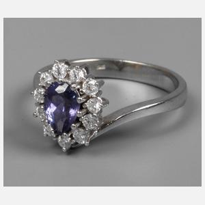 Damenring mit Saphir und Brillanten