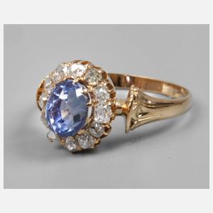 Damenring mit Saphir und Diamant