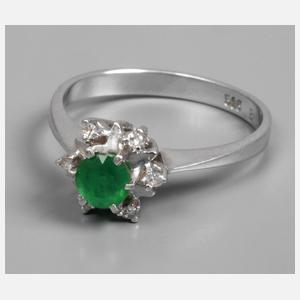 Damenring mit Smaragd und Diamanten