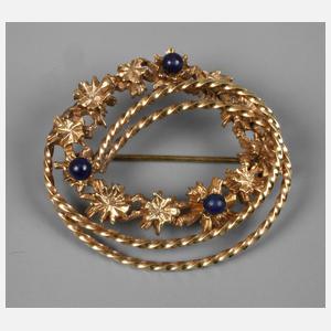 Brosche mit Lapislazuliperlen