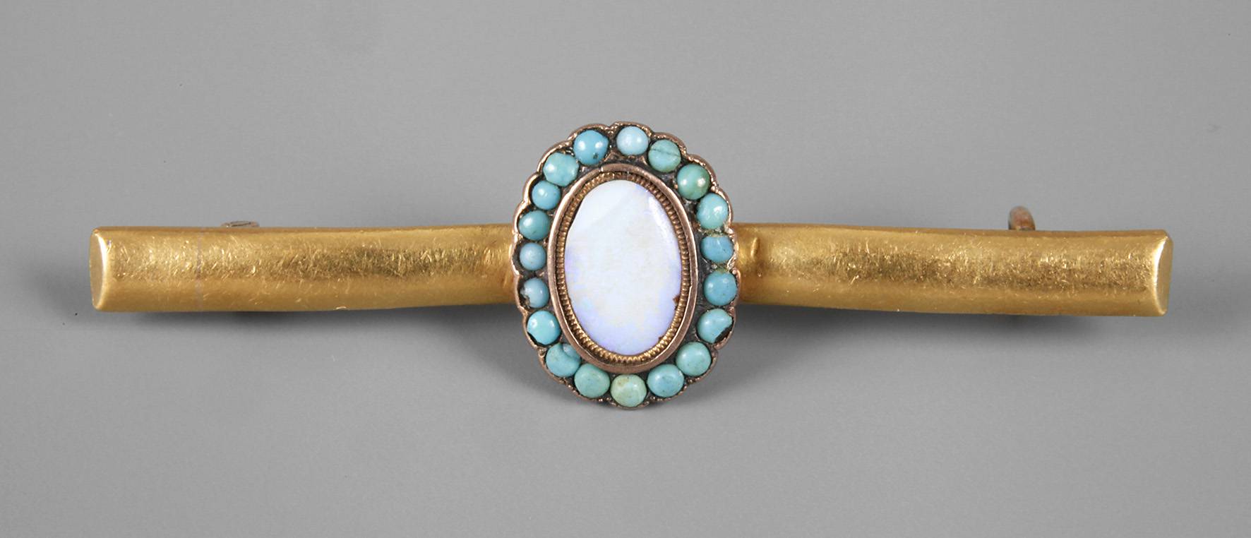 Stabbrosche mit Opal und Türkisen