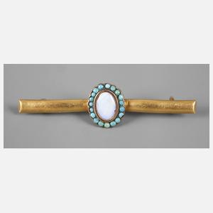 Stabbrosche mit Opal und Türkisen