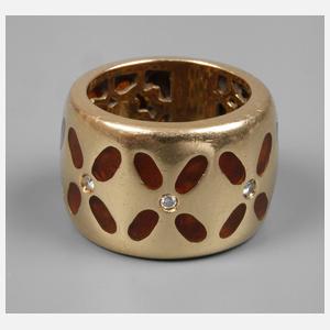 Breiter Ring mit Brillanten und Emaille