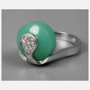 Damenring mit Chrysopras und Diamanten