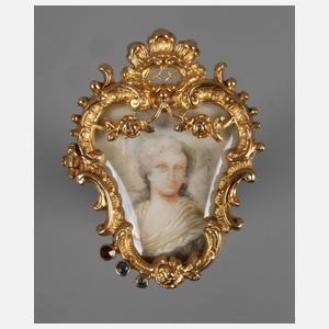 Feine Brosche mit Elfenbeinmalerei