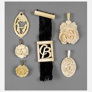 Konvolut Elfenbeinschmuck