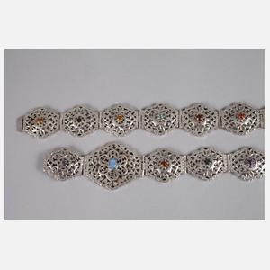 Silbergürtel mit Steinbesatz