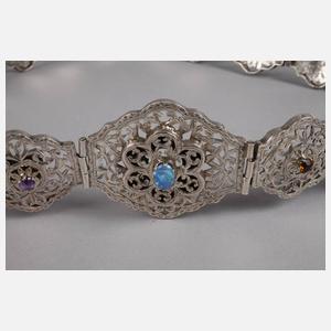 Silbergürtel mit Steinbesatz