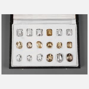 Sammlung facettierte Quarze im Etui