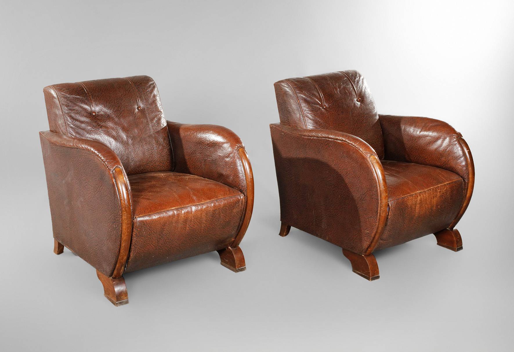 Paar Ledersessel Art déco