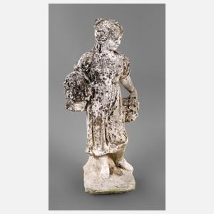 Gartendekoration Mädchen mit Blumenkorb