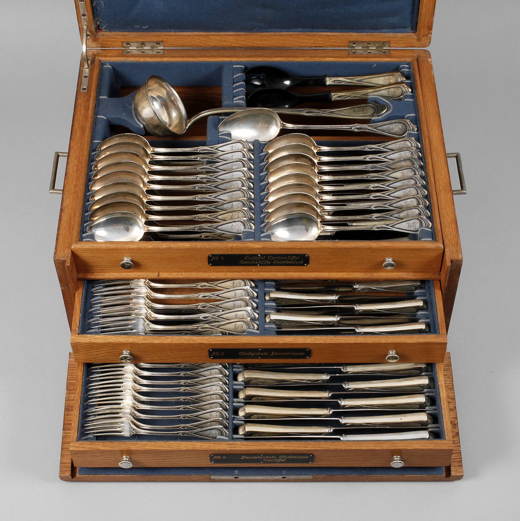 Großes Silberbesteck Jugendstil im Kasten