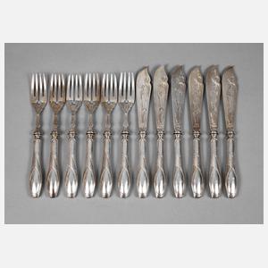 Silber Jugendstil Fischbesteck