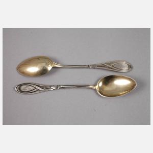 Zwölf Jugendstil Mokkalöffel Silber