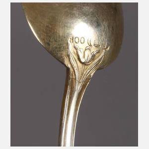 Zwölf Jugendstil Mokkalöffel Silber