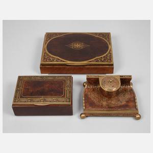 Erhard & Söhne Schreibzeug und zwei Schatullen