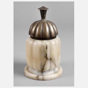 Marmordose mit Silberdeckel