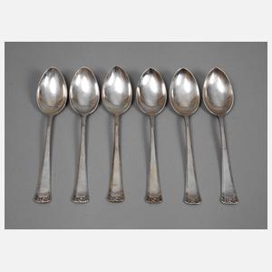 Sechs Speiselöffel Silber