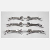 Kayserzinn sechs Messerbänkchen Art déco111