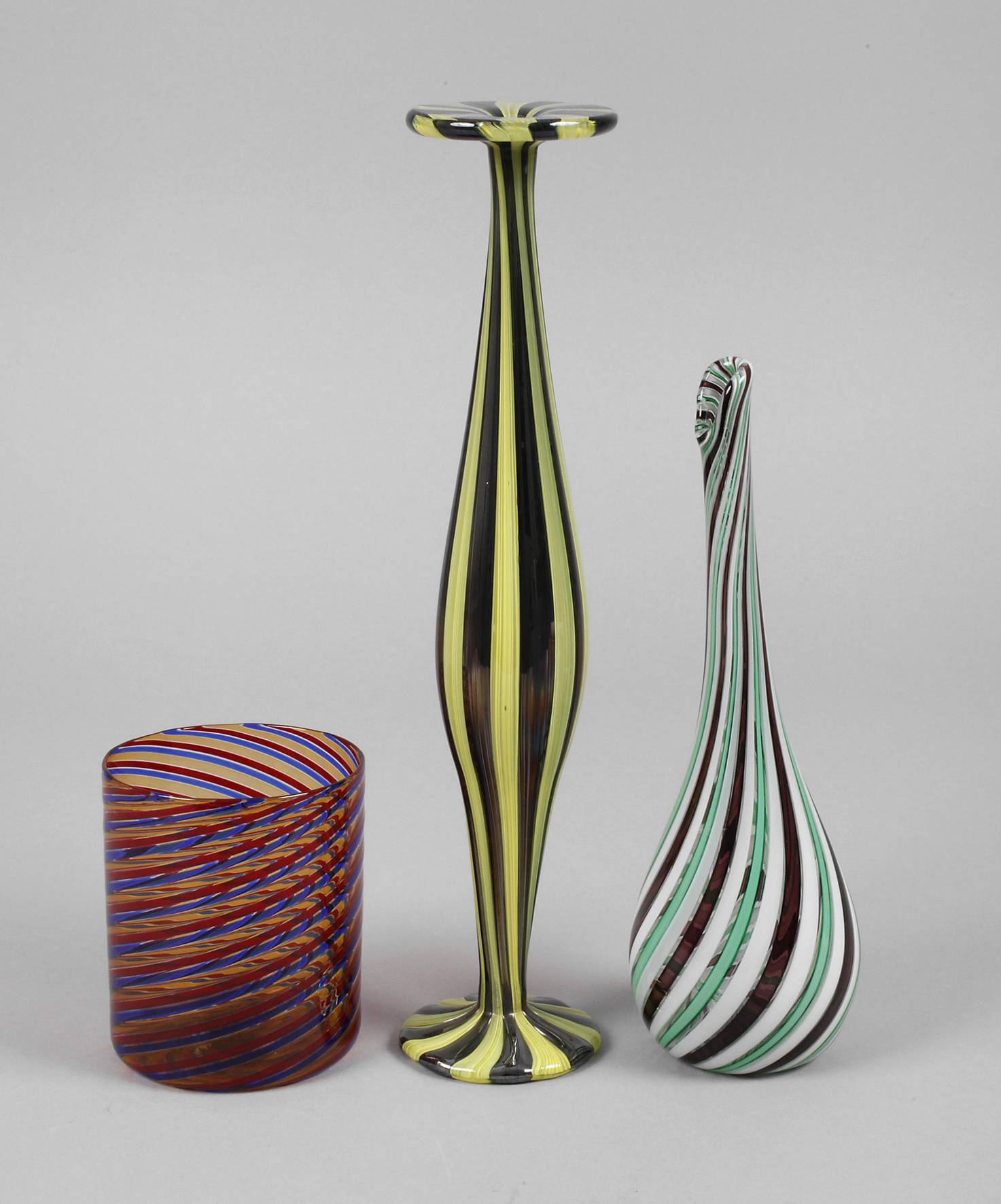 Murano drei Vasen Spiraldekor