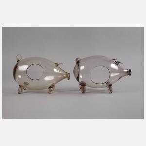 Murano zwei Scherzgefäße als Schwein