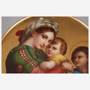 Porzellanplatte Madonna della Sedia nach Raffael