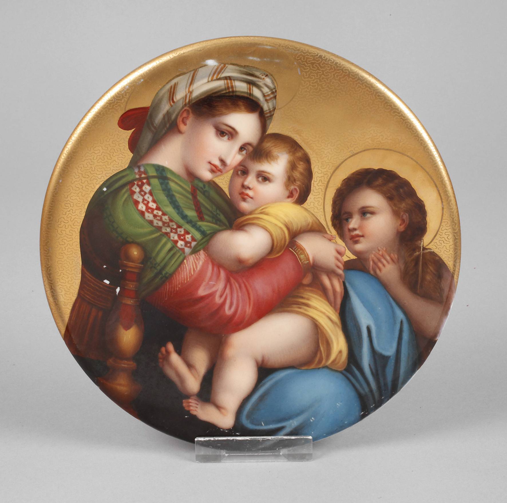 Porzellanplatte Madonna della Sedia nach Raffael